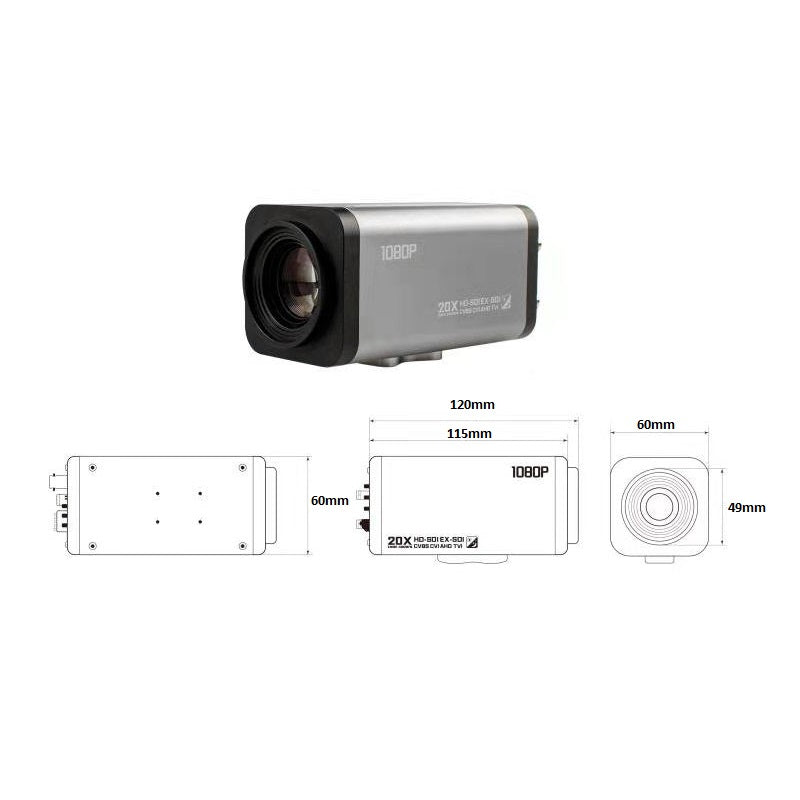 20X Zoom HD-SDI 1080P Camera Auto Focus Low Illumination Industrial Use