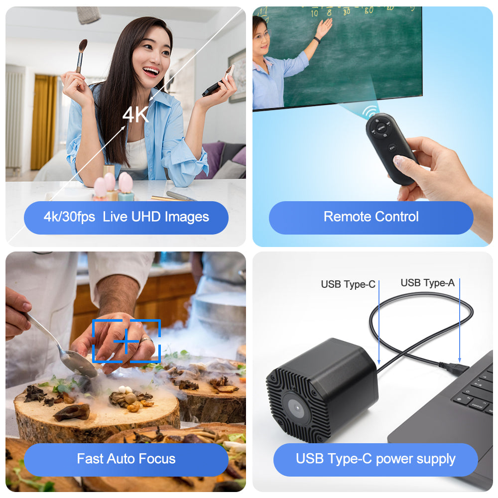 USB Webcam Autofocus Wide Angle lens HDMI Dual Output Camera Digital Zoom USB cam for High-Quality Live Streaming teaching charity live broadcast, church video art in stock