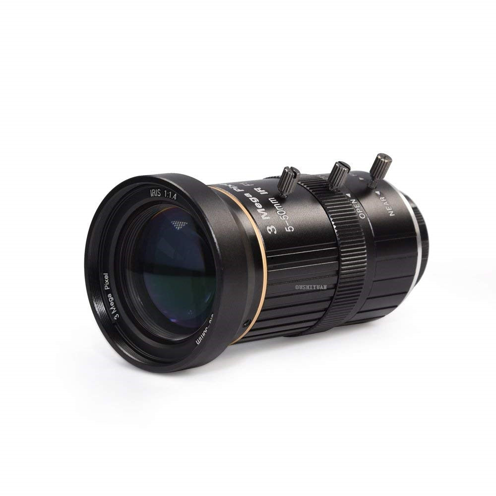 1/2.7" 5-50mm 3Megapixel F1.4 IR CS Mount Manual Iris Varifocal CCTV Lens for Analog/ AHD/TVI/CVI/ IP Box HD Camera