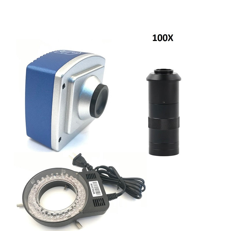 4K HDMI 8MP Industrial Microscope Camera IMX334 100X/180X LED Light