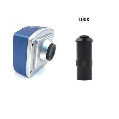 4K HDMI 8MP Industrial Microscope Camera IMX334 100X/180X LED Light