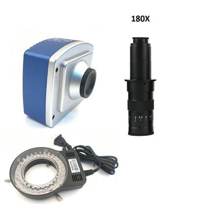 4K HDMI 8MP Industrial Microscope Camera IMX334 100X/180X LED Light