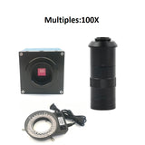 Industrial Video HDMI VGA USB HD 1080P 60fps Microscope Camera 100X 180X Zoom C /CS Mount Lens Filling Lamp For Phone PCB Repair