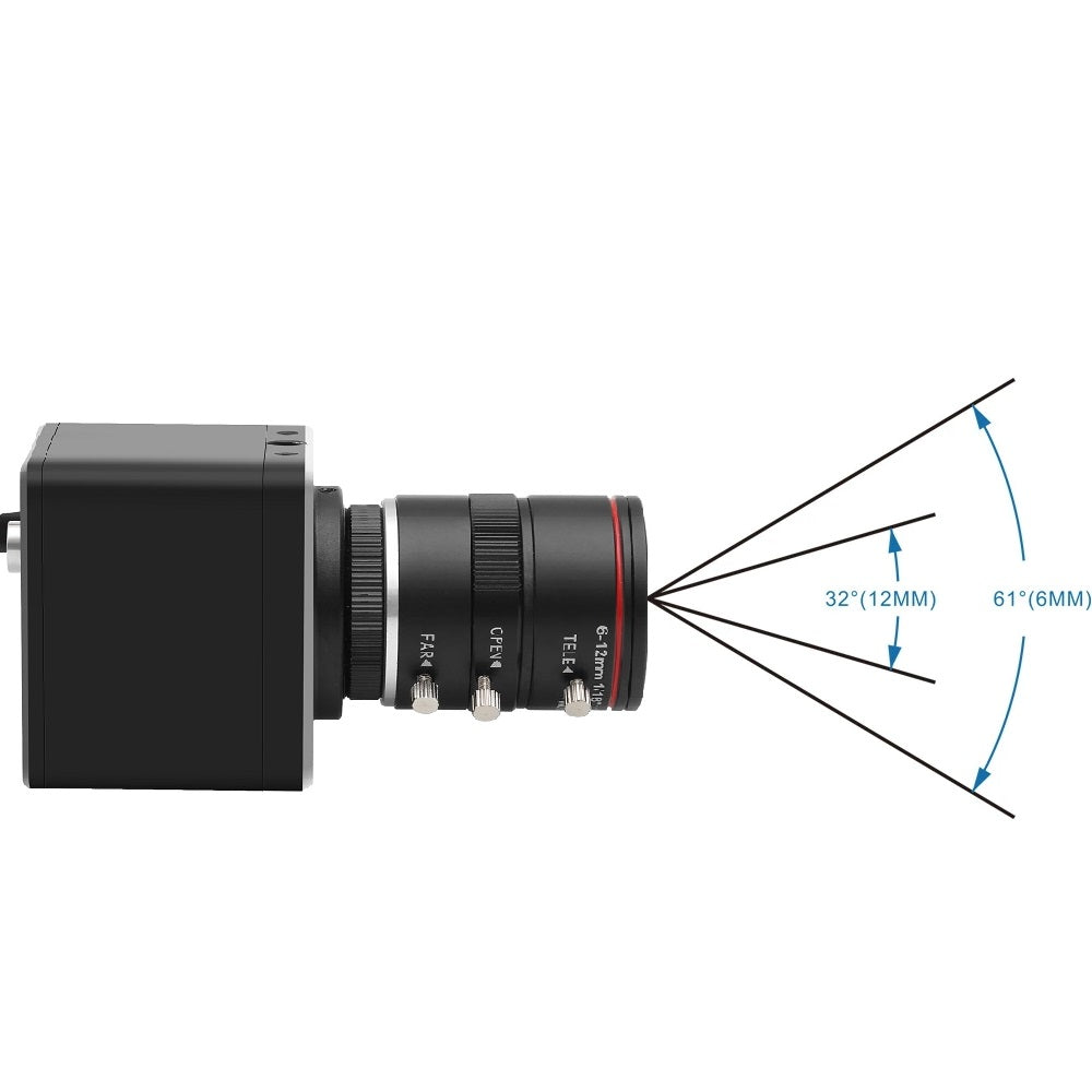 12MP 4K HDMI Camera 6-12mm C/CS-Mount Industrial Live Streaming Webcam