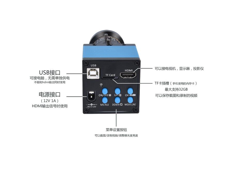 HDMI / USB Industrial Camera 16MP Digital Video Camera C-Mount with lens 5-50mm